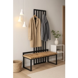 Ławka Metalowa Z Wieszakiem Loft Siedzisko Drewno Lite Dąb LM-83 Rozmiary od 50 cm do 200 cm